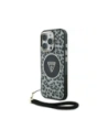 Etui Guess HC IML Leopard Triangle Cord   Strap do iPhone 16 Pro MagSafe czarny