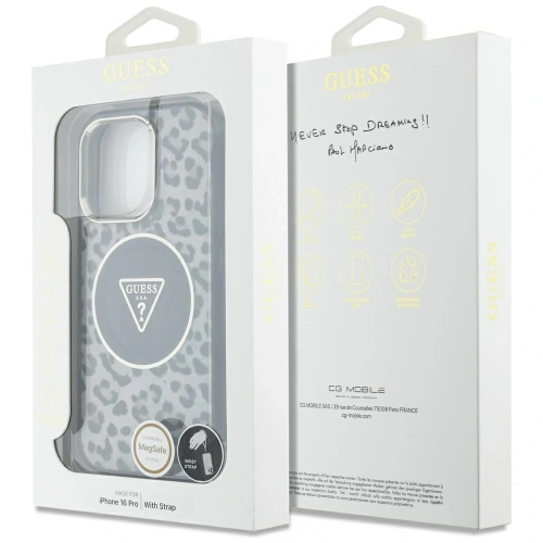 Kup Etui Guess HC IML Leopard Triangle Cord Strap do Apple iPhone 16 Pro MagSafe czarny - GUE4361 - {ean13} - Sklep Home Screen
