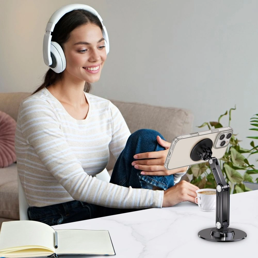 Uchwyt na biurko z blaszkami magnetycznymi Tech-Protect DPT100 Universal Magnetic MagSafe Phone Desktop Stand Black