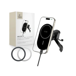 Buy Tech-Protect MM15W-V6 Magnetic MagSafe Stable Vent Car Mount Wireless Charger 15W Black - THP3909 - {ean13} - Home Screen Store Europe