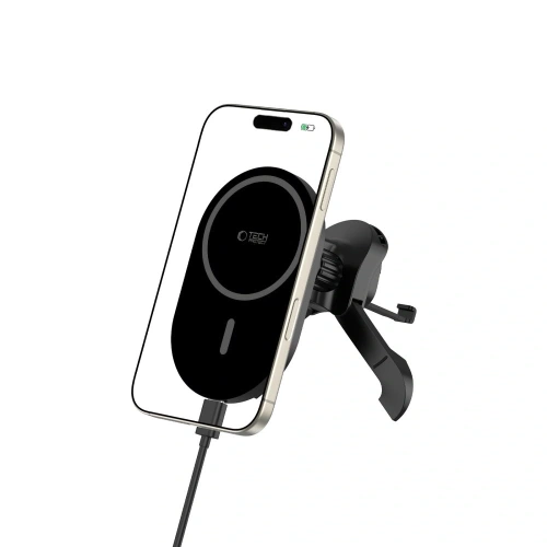 Kup Upevnění do auta na mřížku s nabíječkou 15W + 2x magnetické destičky Tech-Protect MM15W-V6 Magnetic MagSafe Stabilní ventilační držák do auta bezdrátová nabíječka 15W černá - THP3909 - {ean13} - Sklep Home Screen