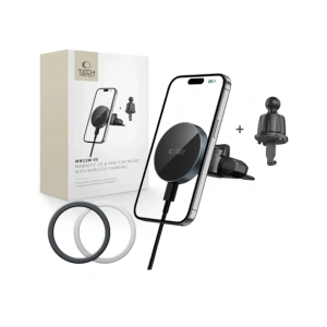 Buy Tech-Protect MM15W-V5 Magnetic MagSafe CD & Vent Car Mount Wireless Charger 15W Black - THP3913 - {ean13} - Home Screen Store Europe