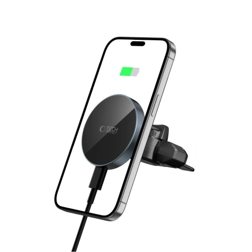 Kup Uchwyt automobilní pro mřížku / pro CD zásuvku s nabíječkou 15W + 2x magnetické destičky Tech-Protect MM15W-V5 Magnetic MagSafe CD & Vent Car Mount Wireless Charger 15W Černý - THP3913 - {ean13} - Sklep Home Screen