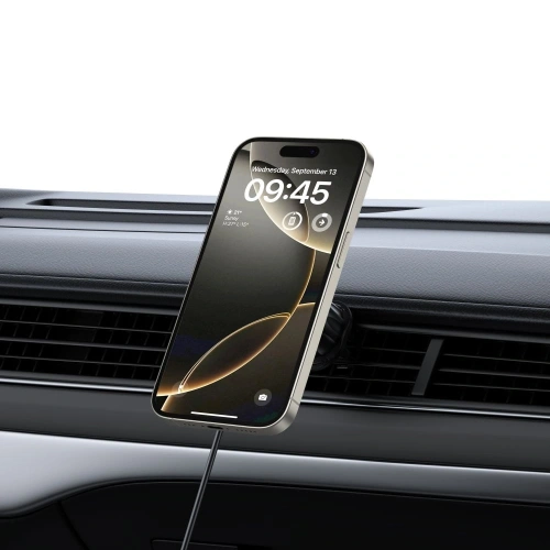 Kup Uchwyt automobilní pro mřížku / pro CD zásuvku s nabíječkou 15W + 2x magnetické destičky Tech-Protect MM15W-V5 Magnetic MagSafe CD & Vent Car Mount Wireless Charger 15W Černý - THP3913 - {ean13} - Sklep Home Screen