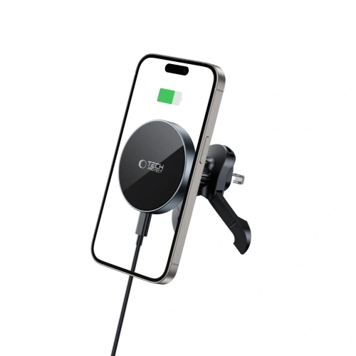 Kup Upevnění do auta na mřížku s nabíječkou 15W + 2x magnetické destičky Tech-Protect MM15W-V5 Magnetic MagSafe Stabilní ventilační držák do auta bezdrátová nabíječka 15W Černá - THP3914 - {ean13} - Sklep Home Screen