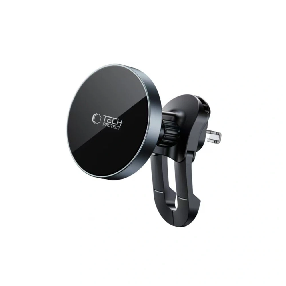 Uchwyt samochodowy do kratki z ładowarką 15W + 2x blaszki magnetyczne Tech-Protect MM15W-V5 Magnetic MagSafe Stable Vent Car Mount Wireless Charger 15W Black
