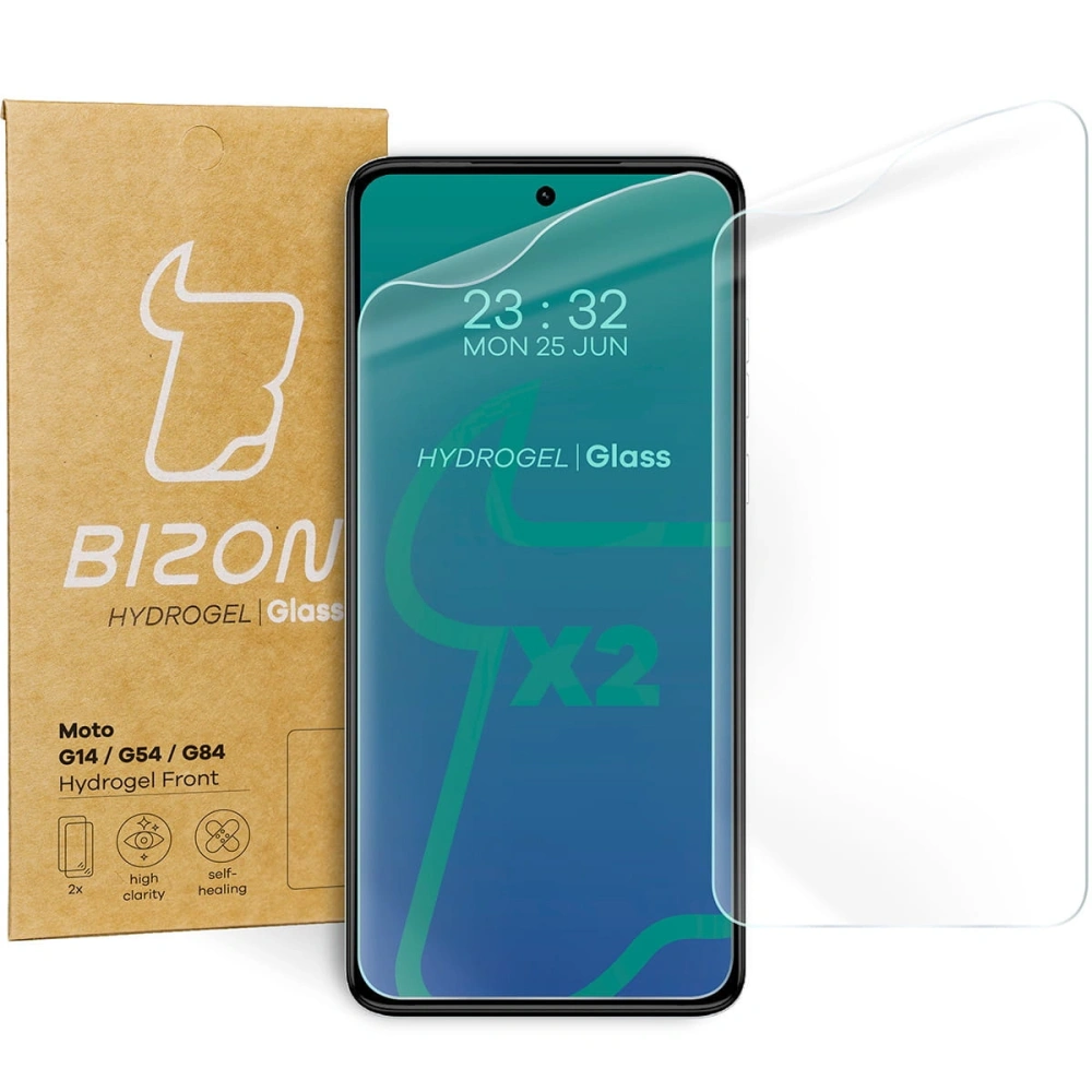 Folia hydrożelowa na ekran Bizon Glass Hydrogel Front do Motorola Moto G14 / G54 / G55 / G84 [2 PACK]