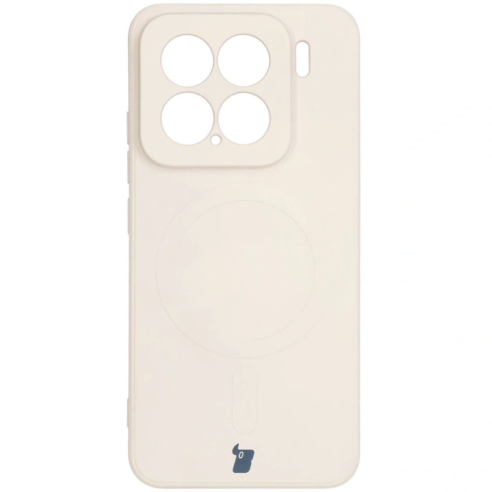 Silikonowe etui z pierścieniem magnetycznym Bizon Case Silicone Magnetic Sq do Xiaomi 15 beżowe