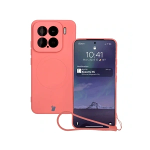 Kup Silikonowe etui z pierścieniem magnetycznym Bizon Case Silicone Magnetic Sq do Xiaomi 15 brudnoróżowe - BIZ8592 - {ean13} - Sklep Home Screen