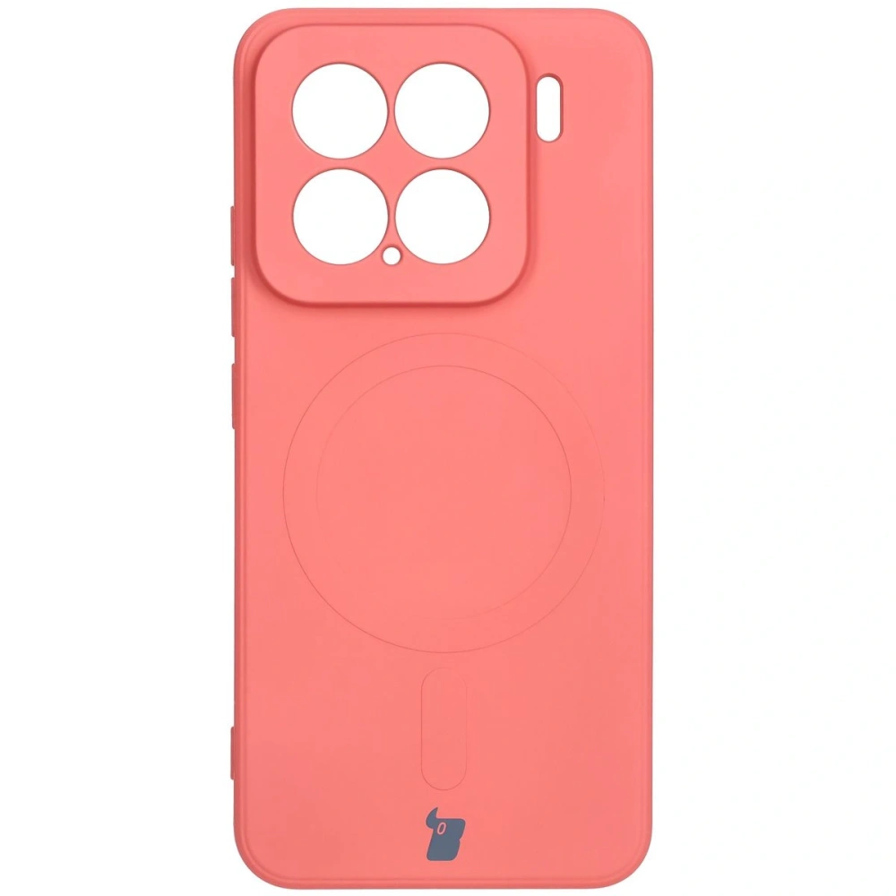 Silikonowe etui z pierścieniem magnetycznym Bizon Case Silicone Magnetic Sq do Xiaomi 15 brudnoróżowe