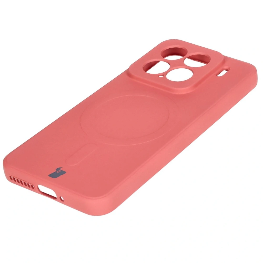 Silikonowe etui z pierścieniem magnetycznym Bizon Case Silicone Magnetic Sq do Xiaomi 15 brudnoróżowe