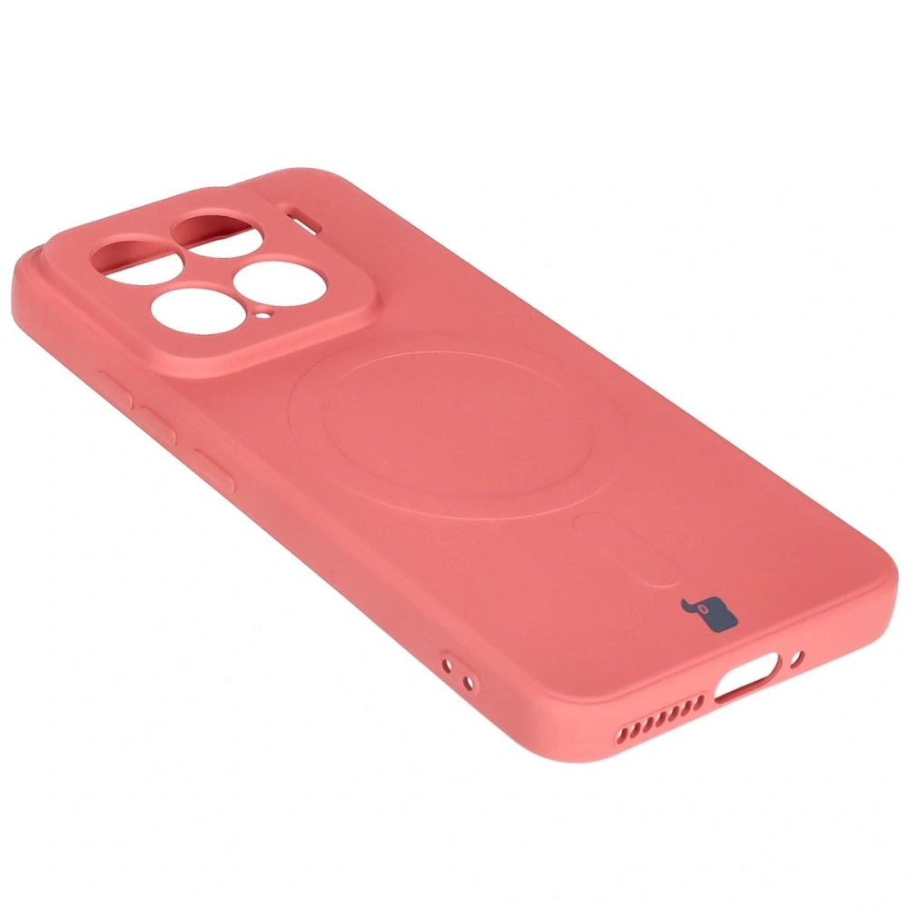 Silikonowe etui z pierścieniem magnetycznym Bizon Case Silicone Magnetic Sq do Xiaomi 15 brudnoróżowe