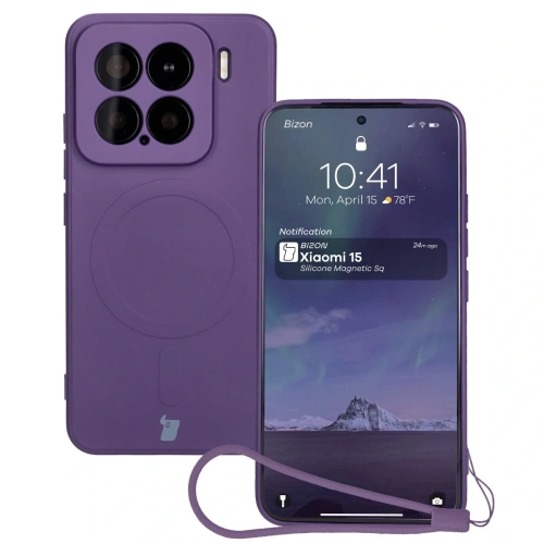 Kup Silikonové pouzdro s magnetickým kroužkem Bizon Case Silicone Magnetic Sq pro Xiaomi 15 švestkové - BIZ8593 - {ean13} - Sklep Home Screen