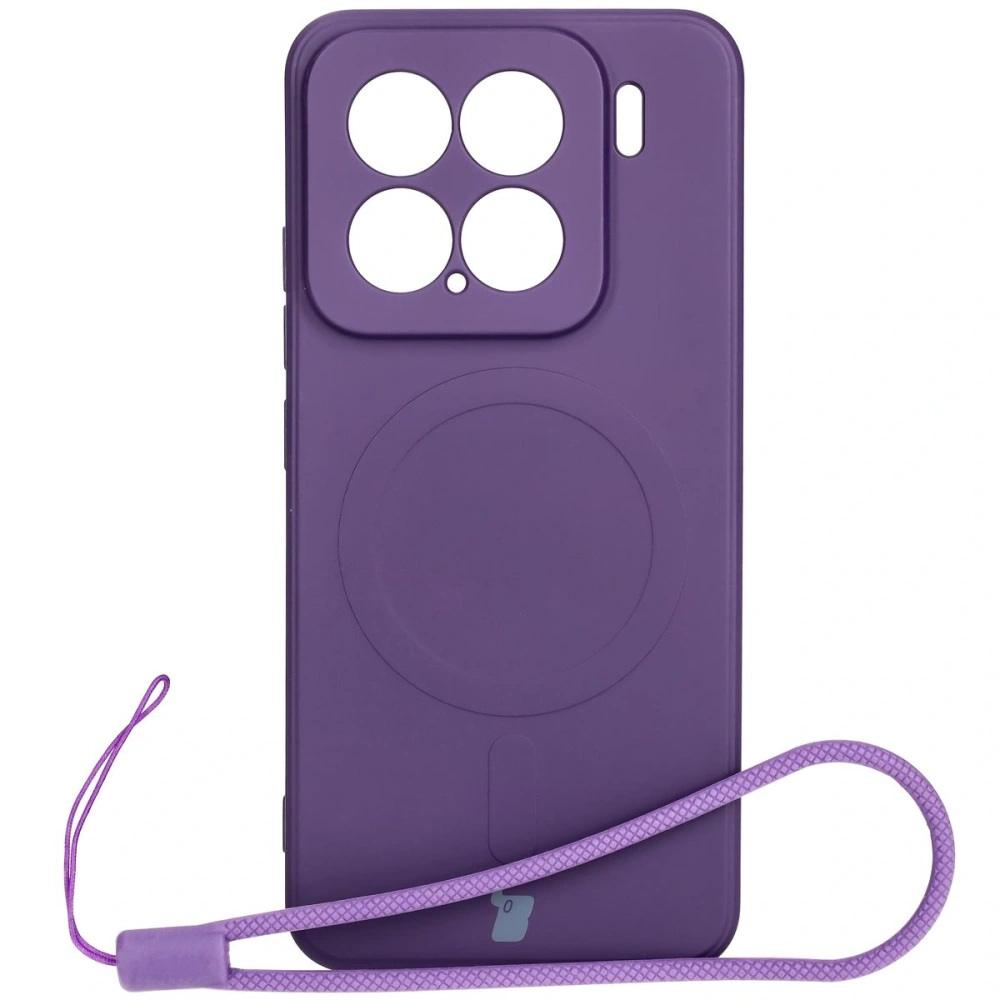 Silikonowe etui z pierścieniem magnetycznym Bizon Case Silicone Magnetic Sq do Xiaomi 15 śliwkowe