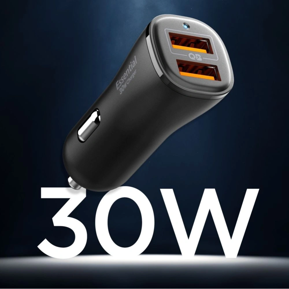Ładowarka samochodowa Spigen Essential EV302 2-port USB-A Car Charger 30W Black