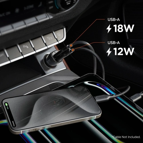 Kup Ładowarka samochodowa Spigen Essential EV302 2-port USB-A Car Charger 30W Black - SPN16675 - {ean13} - Sklep Home Screen