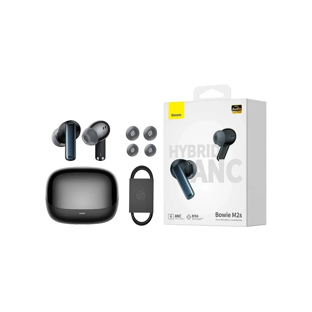 Bezprzewodowe słuchawki dokanałowe TWS Baseus Bowie M2s Bluetooth 5.3 (czarne)