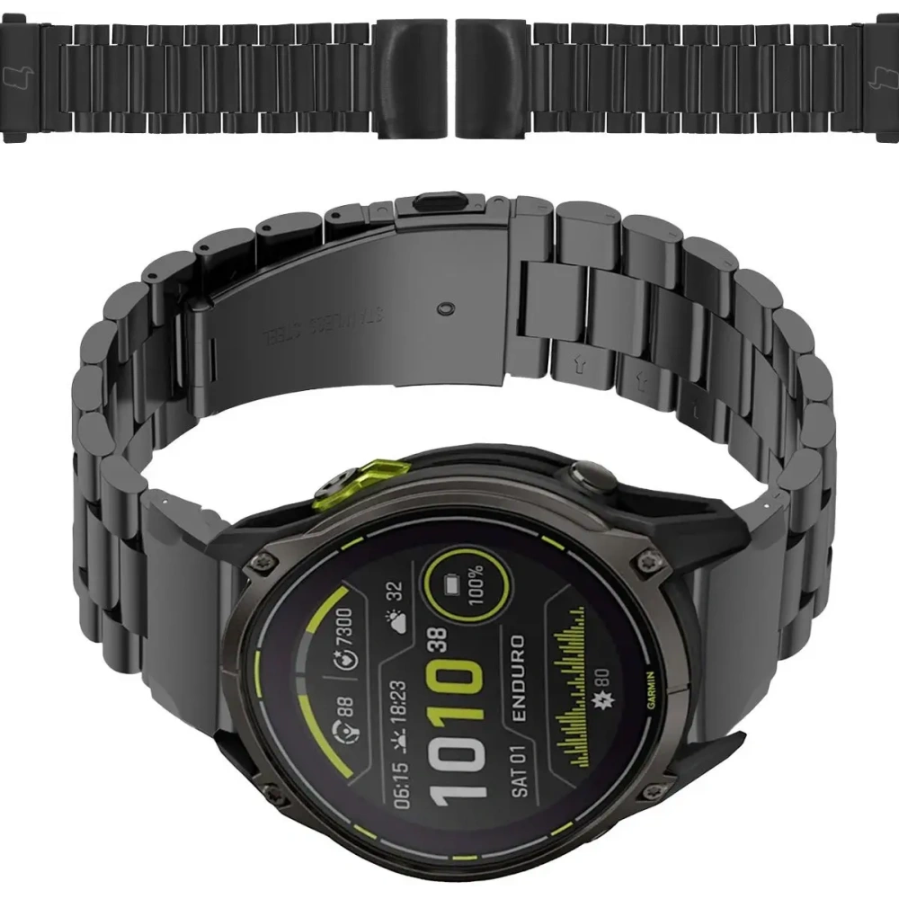 Pasek ze stali nierdzewnej Bizon Strap Watch Aura do Smartwatcha 26 mm czarny