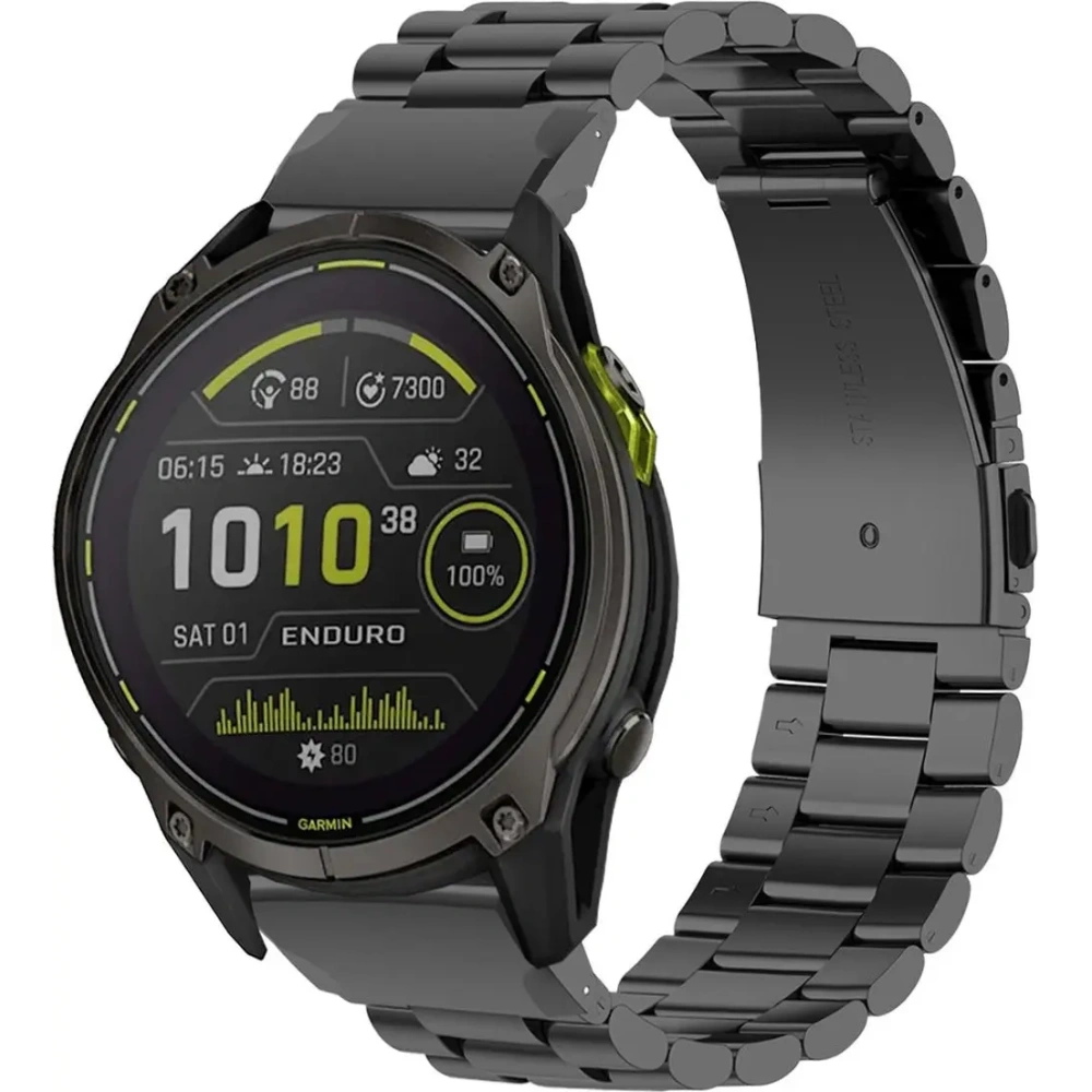 Pasek ze stali nierdzewnej Bizon Strap Watch Aura do Smartwatcha 26 mm czarny