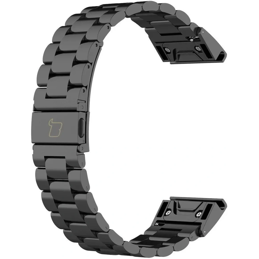 Pasek ze stali nierdzewnej Bizon Strap Watch Aura do Smartwatcha 26 mm czarny