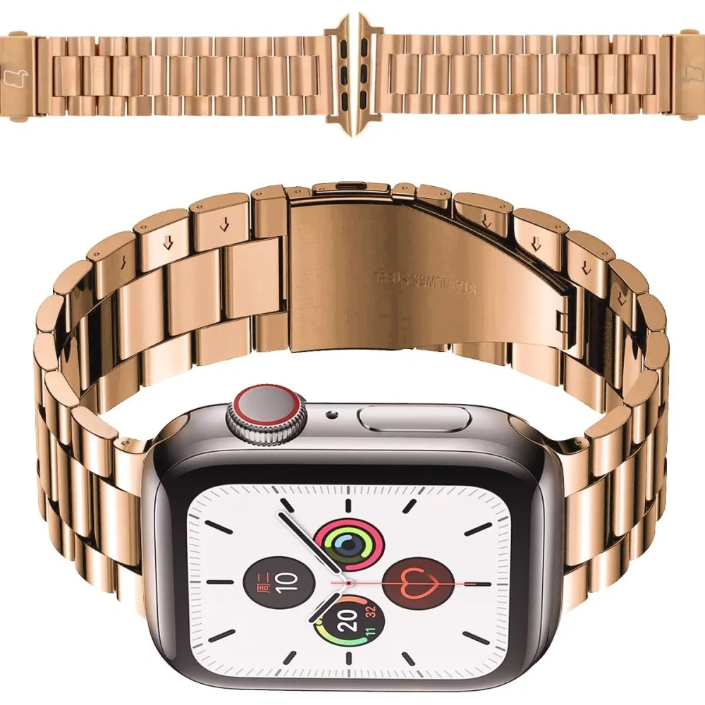 Pasek ze stali nierdzewnej Bizon Strap Watch Aura do Apple Watch 38/40/41mm różowozłoty