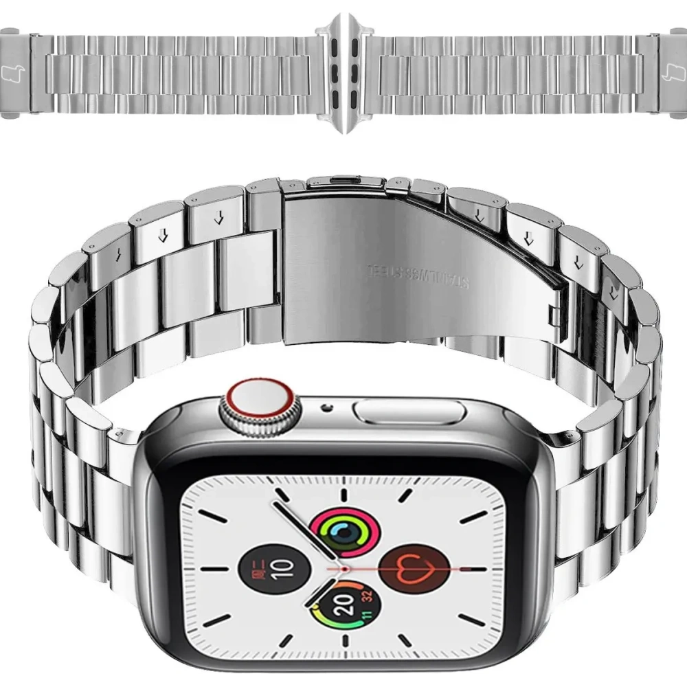 Pasek ze stali nierdzewnej Bizon Strap Watch Aura do Apple Watch 38/40/41mm srebrny