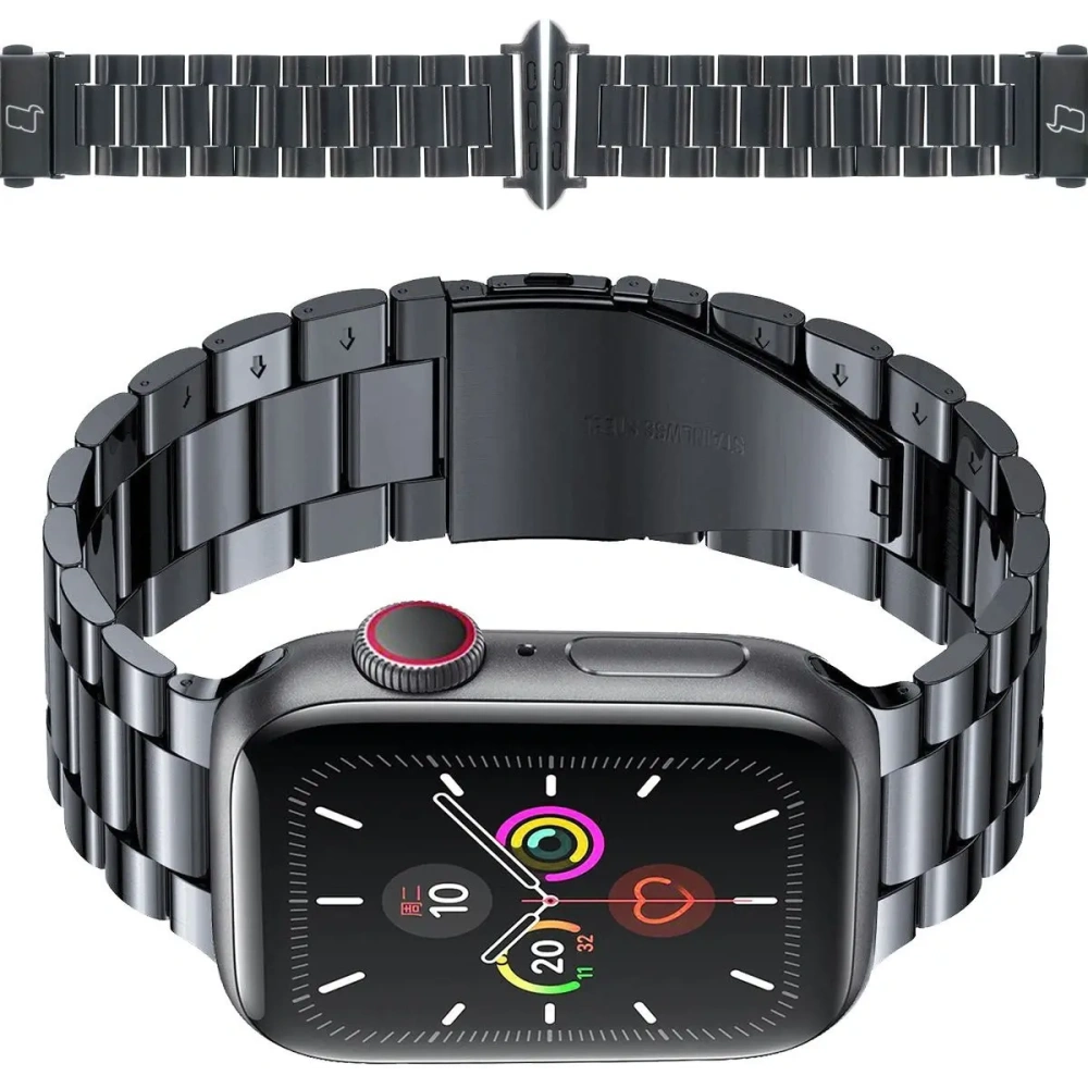 Pasek ze stali nierdzewnej Bizon Strap Watch Aura do Apple Watch 42/44/45/46/49 mm czarny