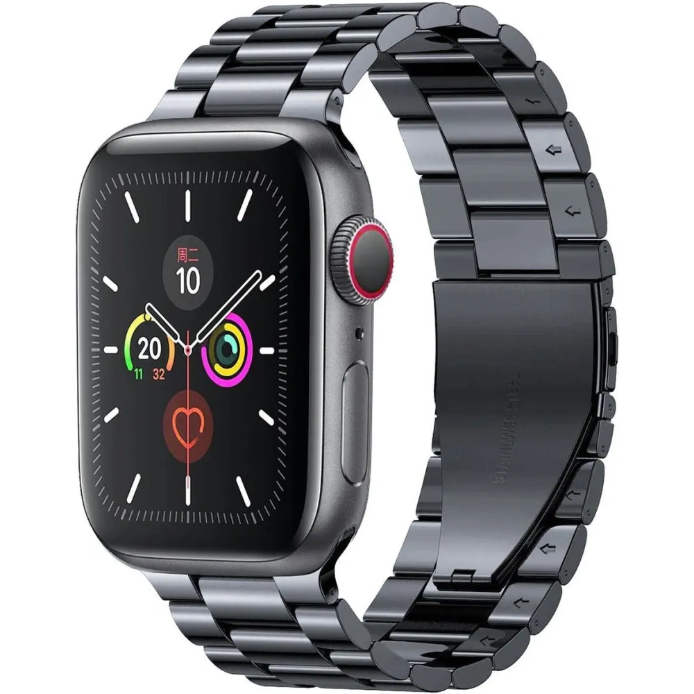 Pasek ze stali nierdzewnej Bizon Strap Watch Aura do Apple Watch 42/44/45/46/49 mm czarny