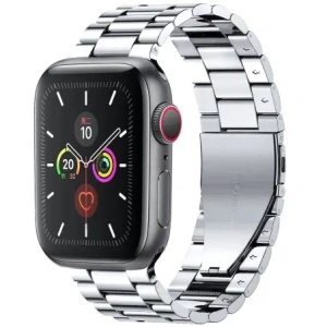 Kup Pasek ze stali nierdzewnej Bizon Strap Watch Aura do Apple Watch 42/44/45/46/49 mm srebrny - BIZ8617 - {ean13} - Sklep Home Screen