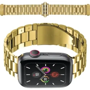 Kup Pasek ze stali nierdzewnej Bizon Strap Watch Aura do Apple Watch 42/44/45/46/49 mm złoty - BIZ8618 - {ean13} - Sklep Home Screen