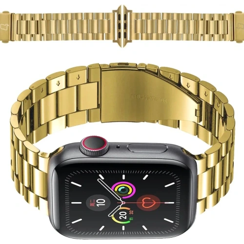 Kup Pásek z nerezové oceli Bizon Strap Watch Aura do Apple Watch 42/44/45/46/49 mm zlatý - BIZ8618 - {ean13} - Sklep Home Screen
