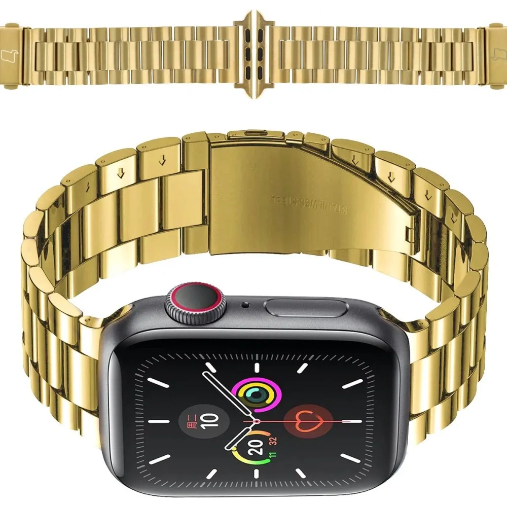 Pasek ze stali nierdzewnej Bizon Strap Watch Aura do Apple Watch 42/44/45/46/49 mm złoty