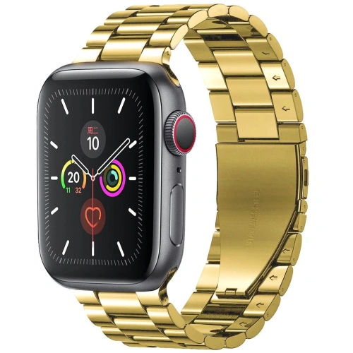 Kup Pasek ze stali nierdzewnej Bizon Strap Watch Aura do Apple Watch 42/44/45/46/49 mm złoty - BIZ8618 - {ean13} - Sklep Home Screen