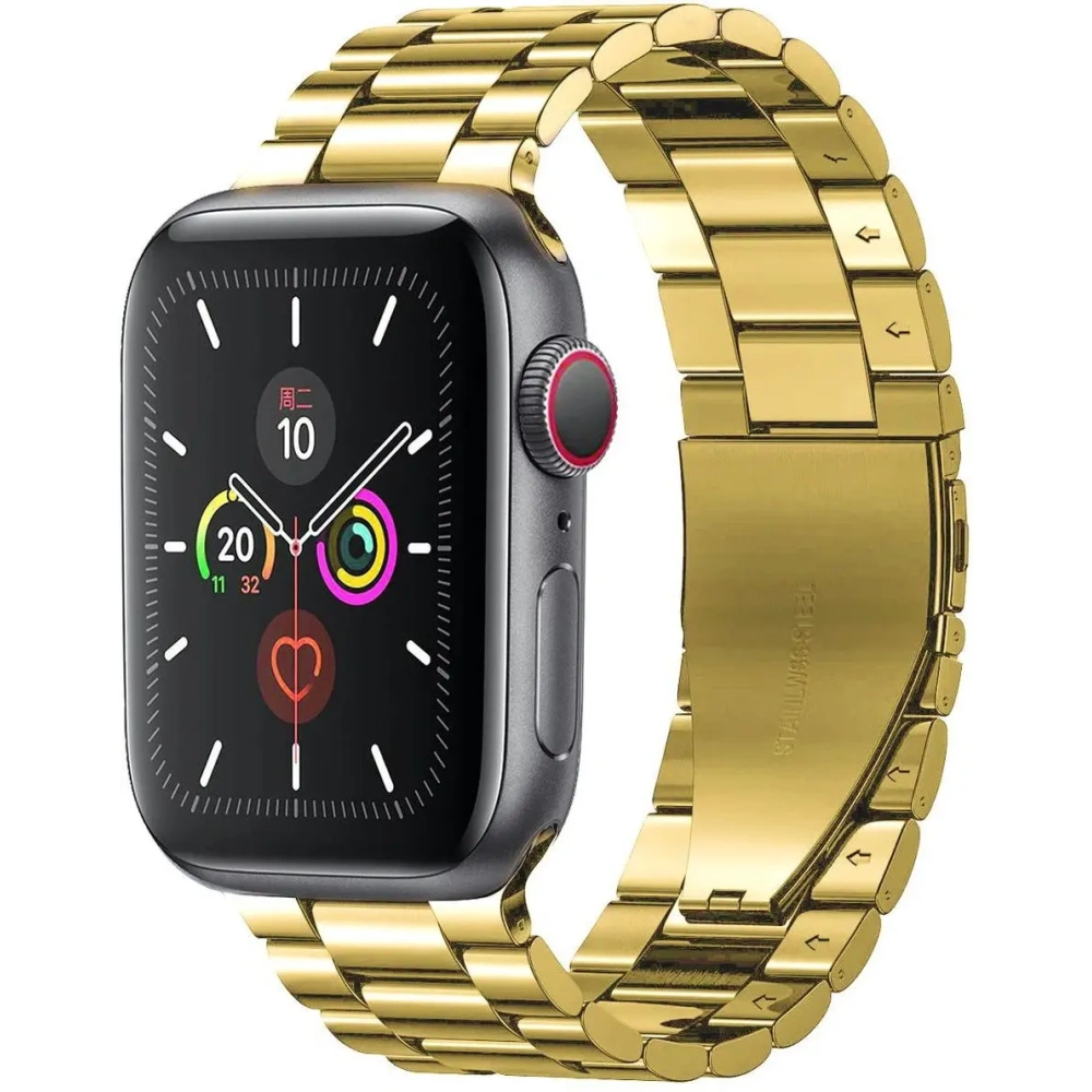 Pasek ze stali nierdzewnej Bizon Strap Watch Aura do Apple Watch 42/44/45/46/49 mm złoty