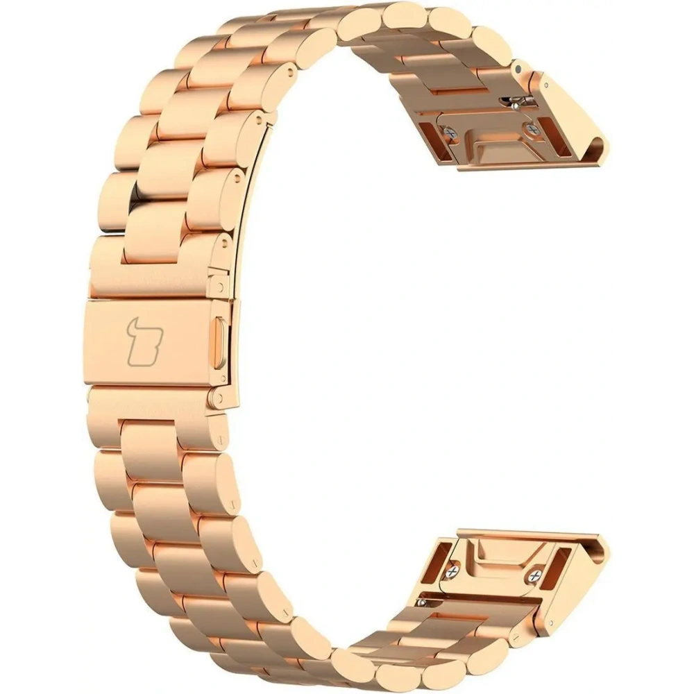 Pasek ze stali nierdzewnej Bizon Strap Watch Aura do Smartwatcha 26 mm różowozłoty