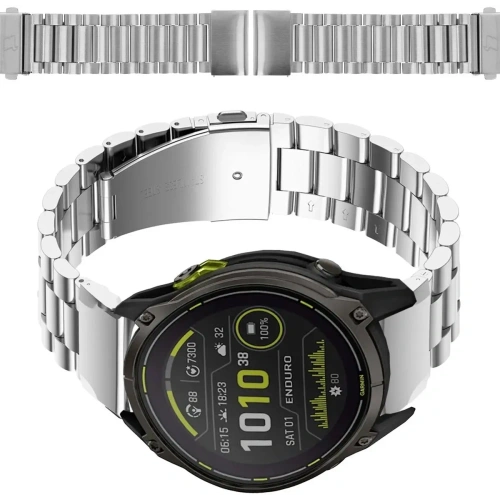 Kup Pasek ze stali nierdzewnej Bizon Strap Watch Aura do Smartwatcha 26 mm srebrny - BIZ8622 - {ean13} - Sklep Home Screen