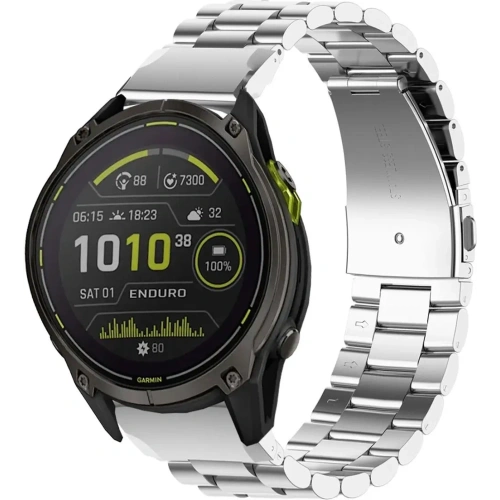Kup Pasek ze stali nierdzewnej Bizon Strap Watch Aura do Smartwatcha 26 mm srebrny - BIZ8622 - {ean13} - Sklep Home Screen