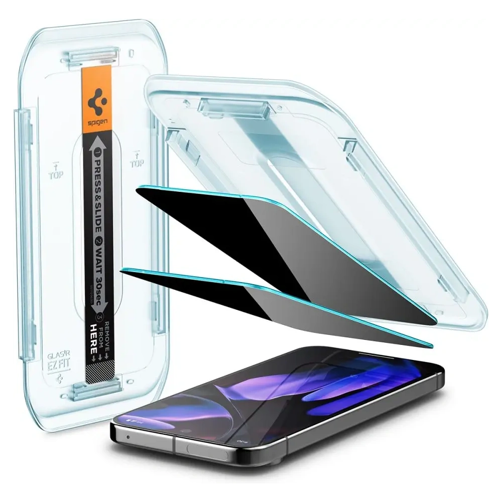 Szkło prywatyzujące Spigen GLAS.tR ez Fit Google Pixel 9 / 9 Pro / 10 / 10 Pro Privacy [2 PACK]