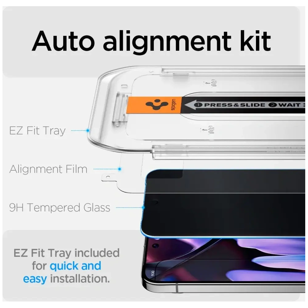 Szkło prywatyzujące Spigen GLAS.tR ez Fit Google Pixel 9 / 9 Pro / 10 / 10 Pro Privacy [2 PACK]