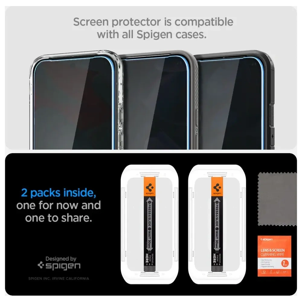 Szkło prywatyzujące Spigen GLAS.tR ez Fit Google Pixel 9 / 9 Pro / 10 / 10 Pro Privacy [2 PACK]
