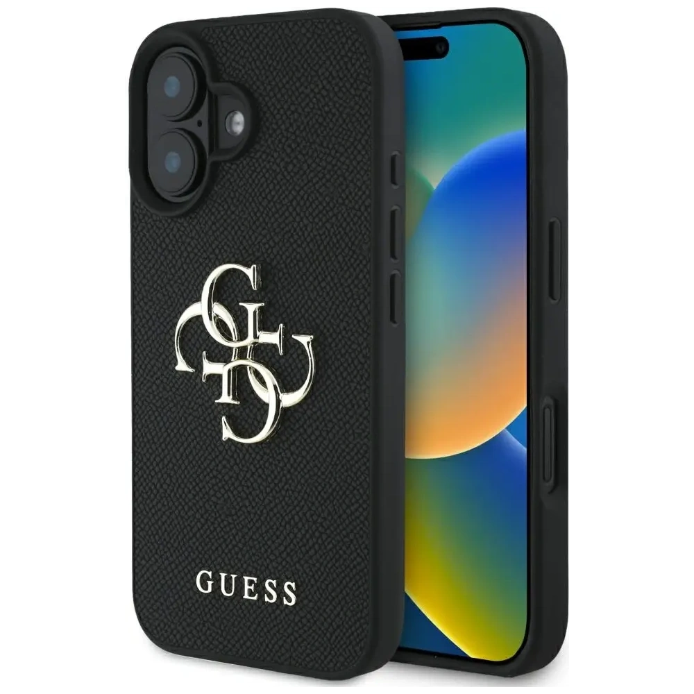 Etui Guess Grained Big 4G Logo Small Classic Logo do Apple iPhone 16 czarny