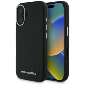 Buy Karl Lagerfeld Saffiano Full Wrapped Elongated Metal Logo MagSafe Apple iPhone 16 black - KLD21938 - {ean13} - Home Screen Store Europe