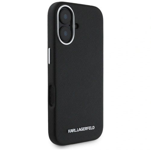 Buy Karl Lagerfeld Saffiano Full Wrapped Elongated Metal Logo MagSafe Apple iPhone 16 black - KLD21938 - {ean13} - Home Screen Store Europe