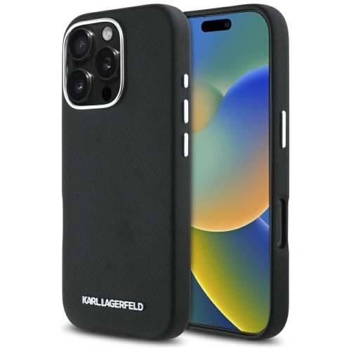 Kup Karl Lagerfeld Saffiano teljesen burkolt megnyújtott fém logó MagSafe Apple iPhone 16 Pro fekete - KLD21939 - {ean13} - Sklep Home Screen