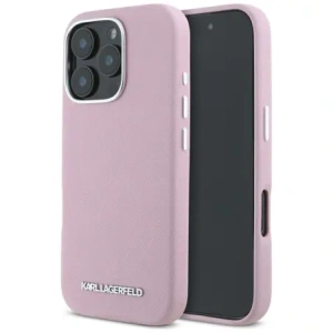 Buy Karl Lagerfeld Saffiano Full Wrapped Elongated Metal Logo MagSafe Apple iPhone 16 Pro pink - KLD21942 - {ean13} - Home Screen Store Europe