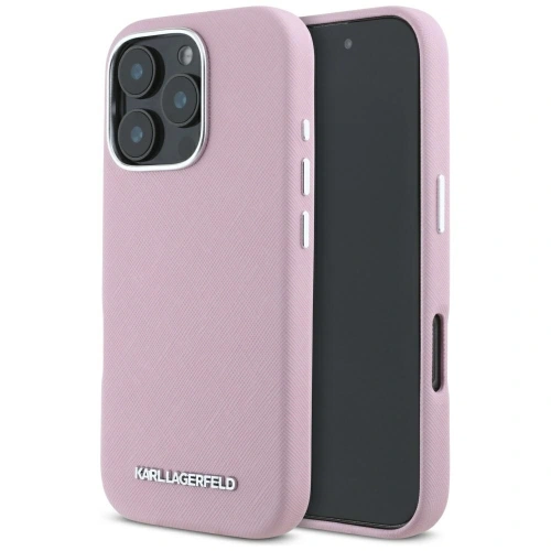 Kup Karl Lagerfeld Saffiano Voll umschlossenes verlängertes Metall-Logo MagSafe Apple iPhone 16 Pro rosa - KLD21942 - {ean13} - Sklep Home Screen