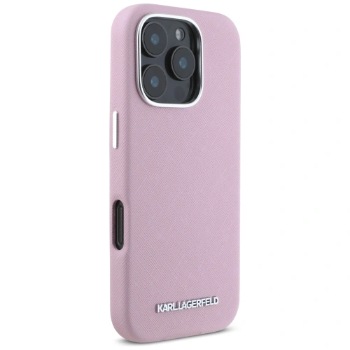 Kup Karl Lagerfeld Saffiano Voll umschlossenes verlängertes Metall-Logo MagSafe Apple iPhone 16 Pro rosa - KLD21942 - {ean13} - Sklep Home Screen