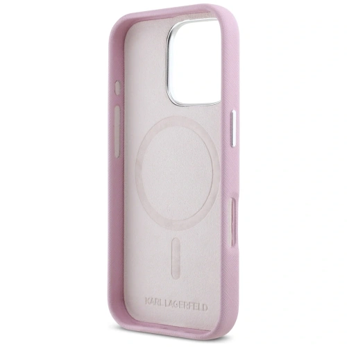 Kup Karl Lagerfeld Saffiano Voll umschlossenes verlängertes Metall-Logo MagSafe Apple iPhone 16 Pro rosa - KLD21942 - {ean13} - Sklep Home Screen