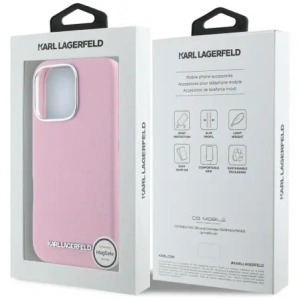 Kup Etui Karl Lagerfeld Saffiano Full Wrapped Elongated Metal Logo MagSafe do Apple iPhone 16 Pro różowy - KLD21942 - {ean13} - Sklep Home Screen