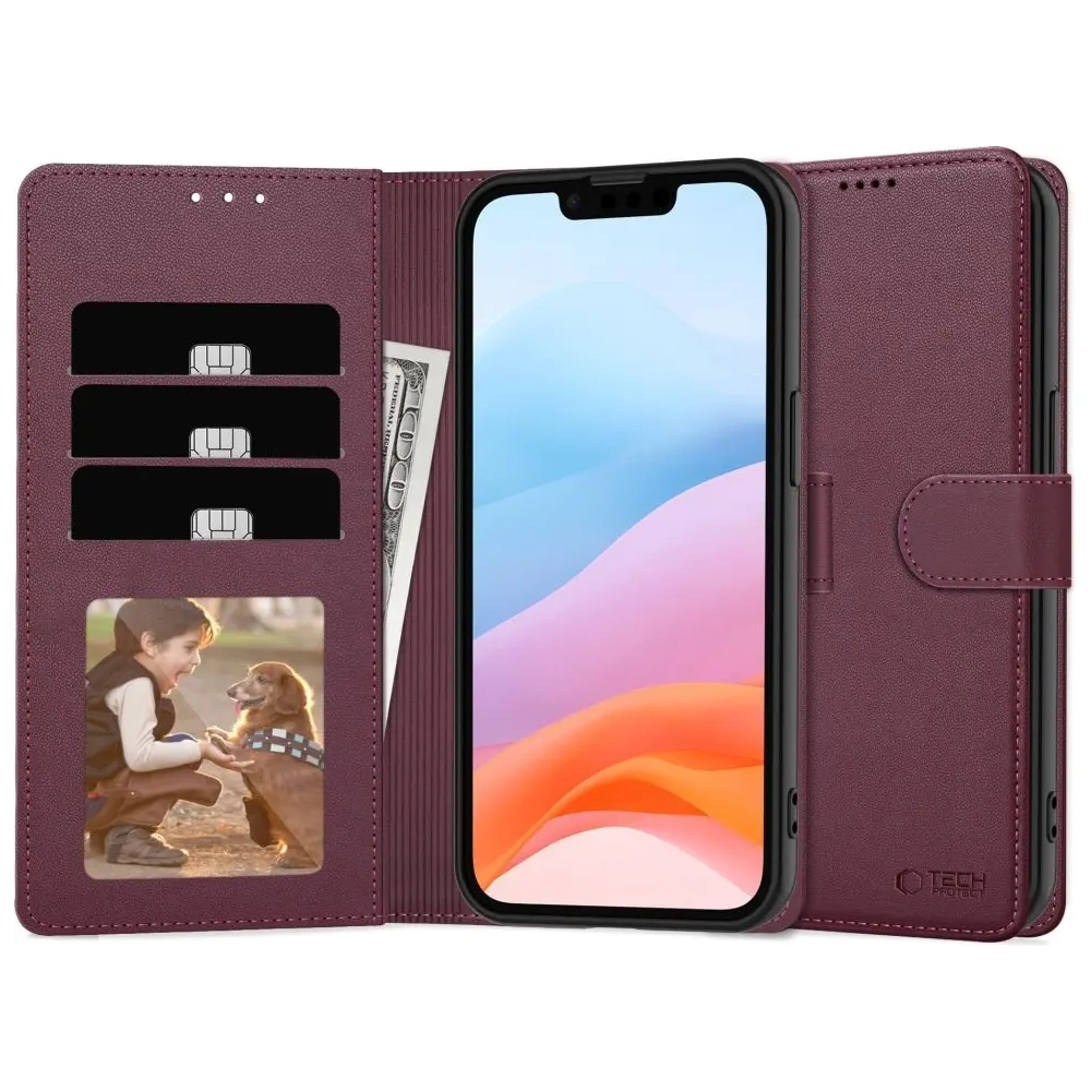 Etui z klapką Tech-Protect Wallet Apple iPhone 16e Mulberry